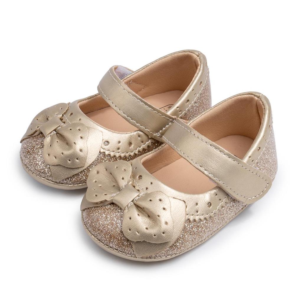 Baby Girl Princess Bow Sequin Shoes - Soft Sole Toddler Shoes