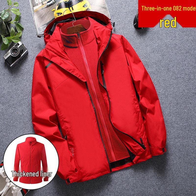 

2024 Отстегивающаяся водонепроницаемая, ветрозащитная и утепленная куртка для альпинизма 3-в-1 6XL красный