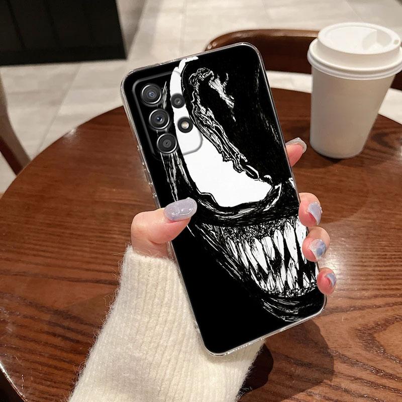Marvel Black VENOM Art Clear Case For Samsung Galaxy A57 A37 A56 5G A36 Cases A55 A54 A35 A26 A07 A17 A16 A06 A36 A15 Soft Cover