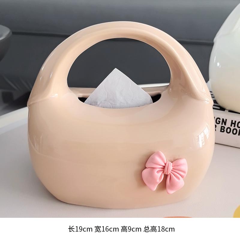 Creative Handbag Tissue Box Luxury High-end Home Living Room Coffee Table Ceramic Paper Box Ornaments Ceramic Tissue Box