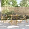 VidaXL Folding Bistro Chairs Set of 4 Dark Grey Cushions Bamboo, Garden Bistro Chair, Balcony Chair, Chair 3208925