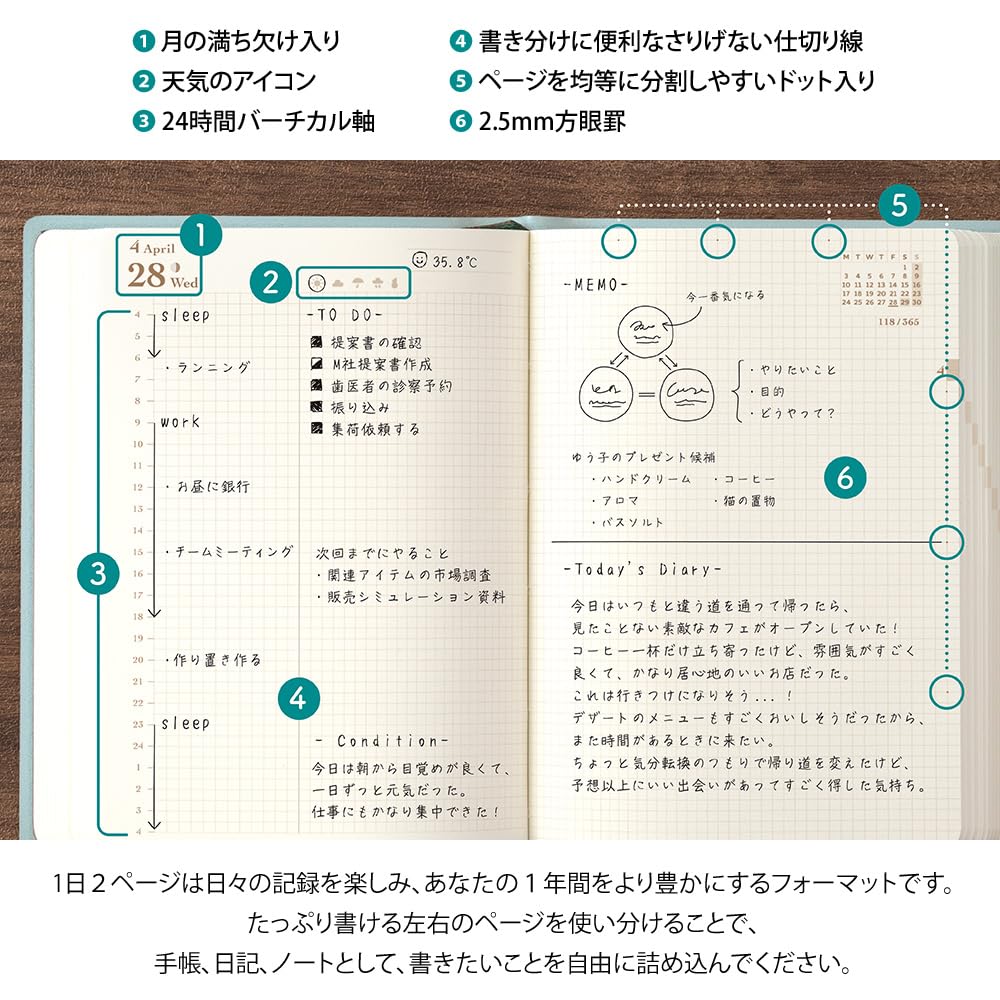 Midori Hibino Planner 2027 A6 Daily 22465006 January Blue-Green (Starts 2027)