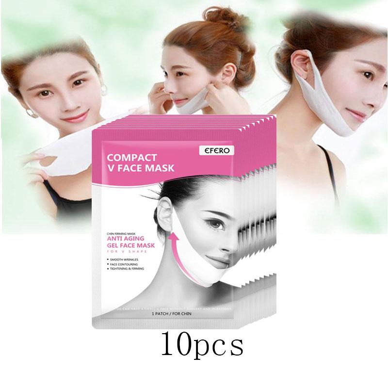 

Укрепляющая маска для лифтинга кожи, V-образная маска для похудения подбородка, лифтинговая маска для подбородка, укрепляющая маска против морщин, против старения, V-образные маски для лица 10pcs