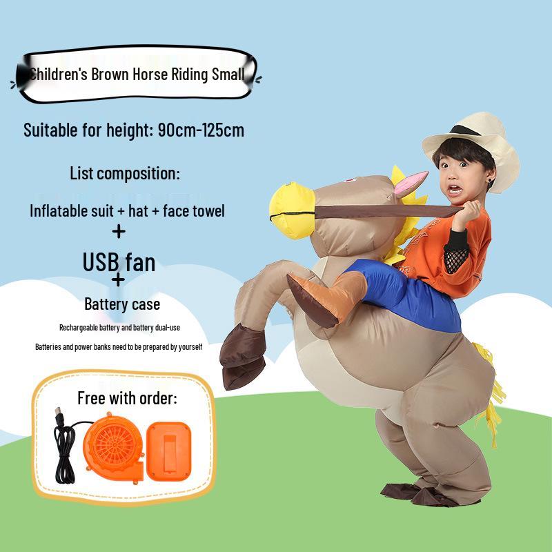 Western Cowboy Inflatable Costume: Adult & Child Horse Riding Festival Outfit One Size