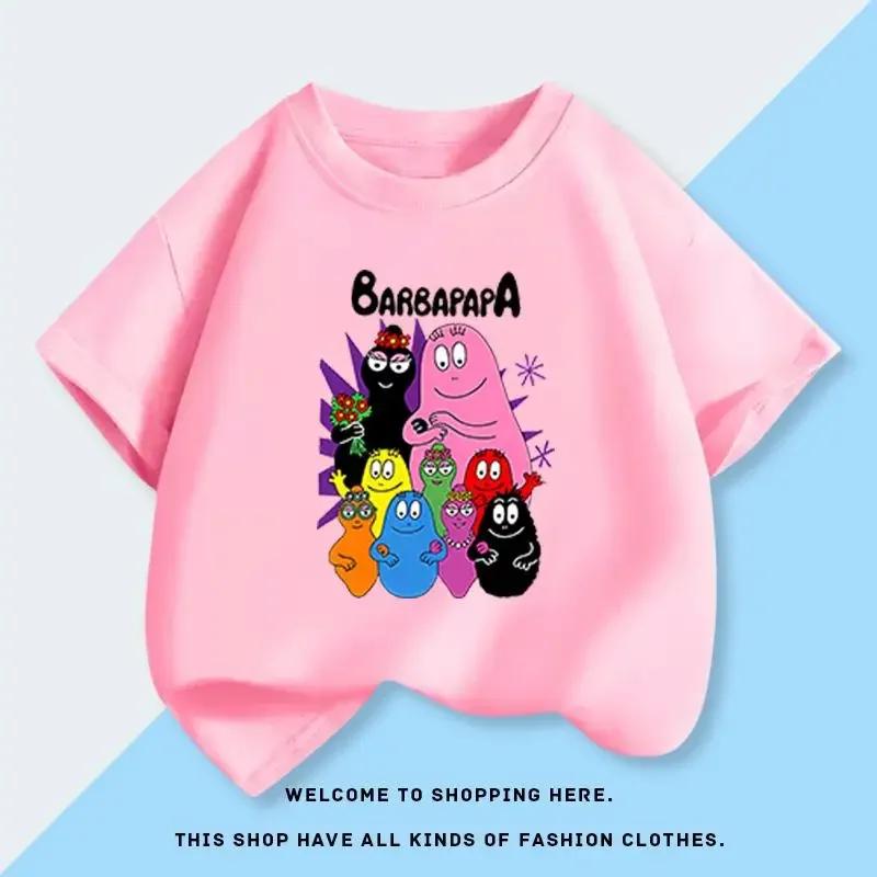 Summer New Product Barbapapa Shortsleeved Tshirts Shorts Childrens Luxury Tops Comfortable Shorts Casual Pure Cotton