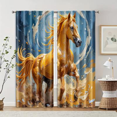 2 unidades de cortinas filtrantes (Excluindo hastes, não móvel, sem baterias) Cavalo Colorido (3) para uso em quartos e salas de estar