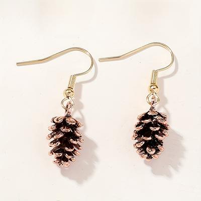 Vintage Exquisite Tannenzapfen Design Baumeln Ohrringe Retro Einfache Stil Zink Legierung Schmuck Urlaub