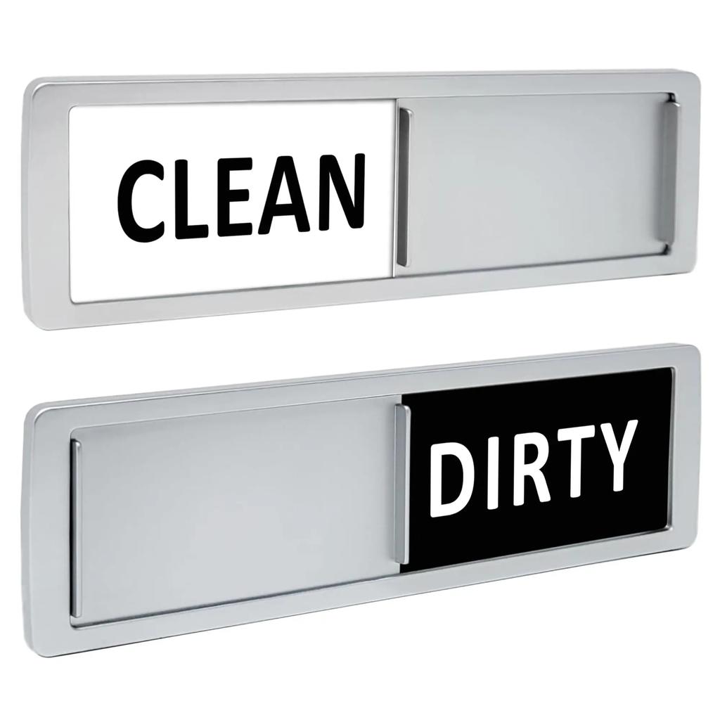 Dishwasher Clean Dirty Sign Strong Magnet, Non Scratching with Double Sided Adhesive, Easy To Read Slide Indicator