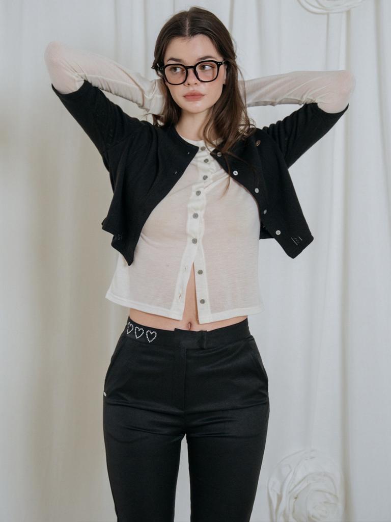 HHIPS Heart Studded Capri Pants (Black)