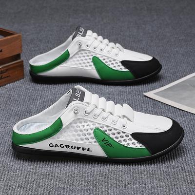 Large Size48 Men's Shoes 2025Summer Casual Sneaker Baotou Half Slippers for Men New Comfort Walking Flats Breathable Mesh Slides