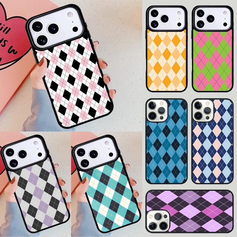 Argyle Pattern Phone Case For Apple iPhone 17 Air 16E 15 14 Plus 13 12 11 Pro Max Mini Funda Cover