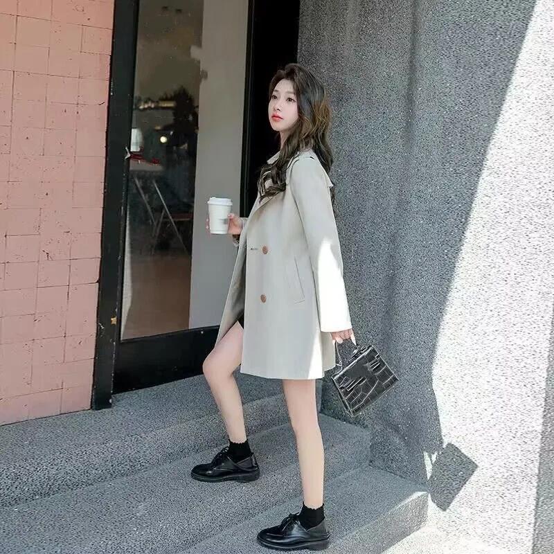 High-End Windbreaker Damen Midilänge Frühling und Herbst Slim Figurbetont Westlicher Stil Allround-Jacke Trend