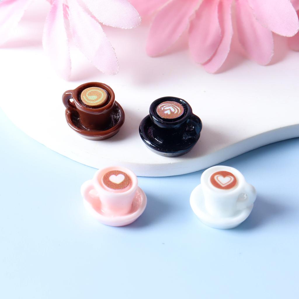 8 Stück Niedliche Mehrfarbige Kleine Kaffeetassen Anhänger 3D Harz Getränkebecher Ohrringe Anhänger Halskette Schlüsselanhänger DIY Schmuck Herstellen