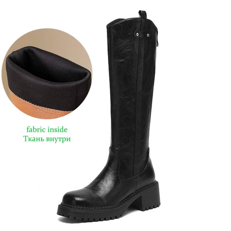 Krazing Pot Microfiber Winter Round Toe Modern Platform Size 33 Knee Boots Size 43 Thick Bottom Women Fashion Thigh High Boots