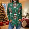 Women's Loose Fit Turtleneck Christmas Print Long Sleeve Pullover Top for Holiday