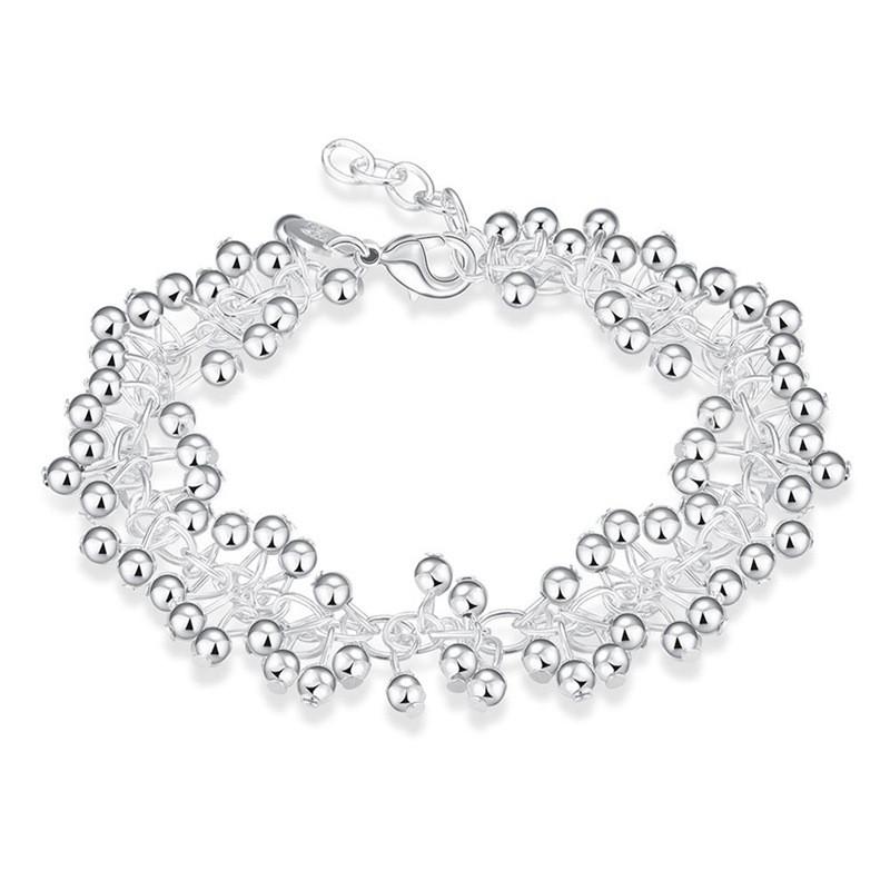 925 Sterling Silver Náramky Přívěsky Korálkový Řetízek Móda Roztomilé Pěkné Ženy Hrozny Náramek Svatební Šperky