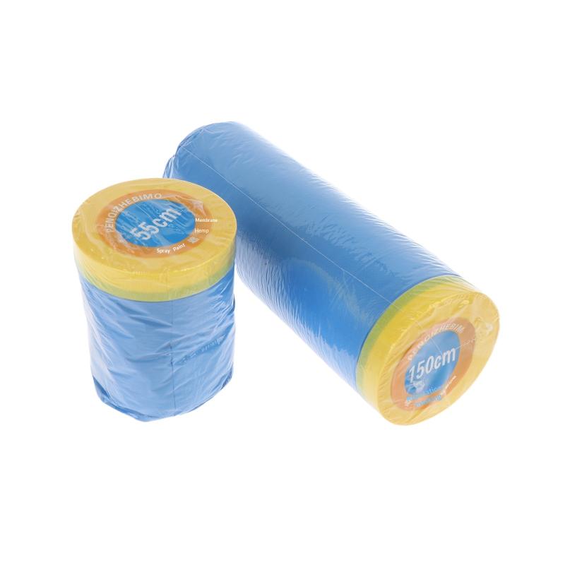 1Roll Pre-Taped Masking Film Blue Plastic Sheeting Automotive Washi Tape No Residue Painters Plastic Drop Cloth For Painting