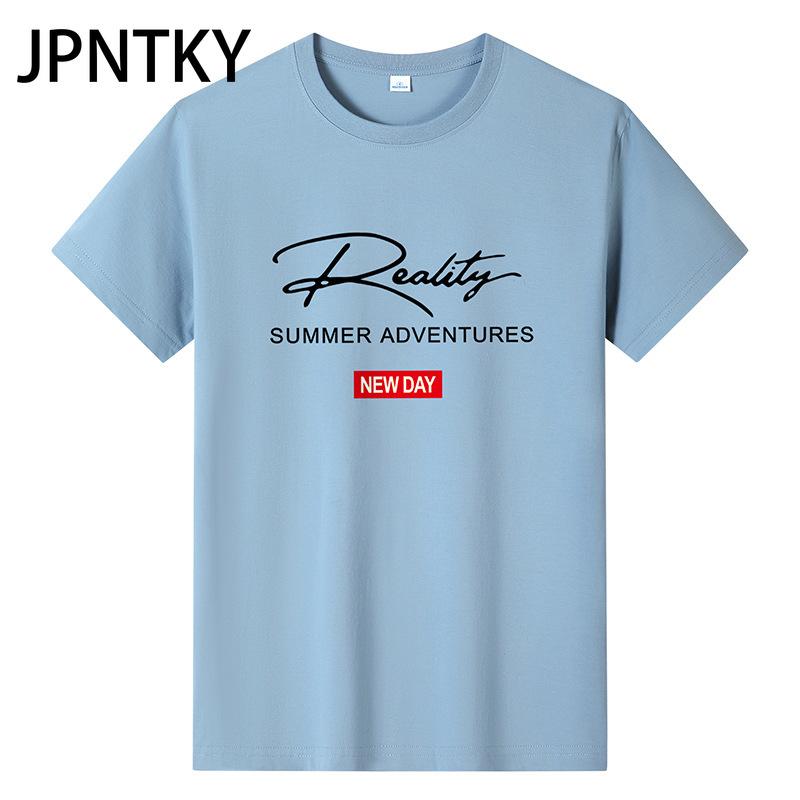 JPNTKY Cotton Short Sleeve T-shirt Men's Fashion Loose Half Sleeve Shirt Printed Compassionate Shirt