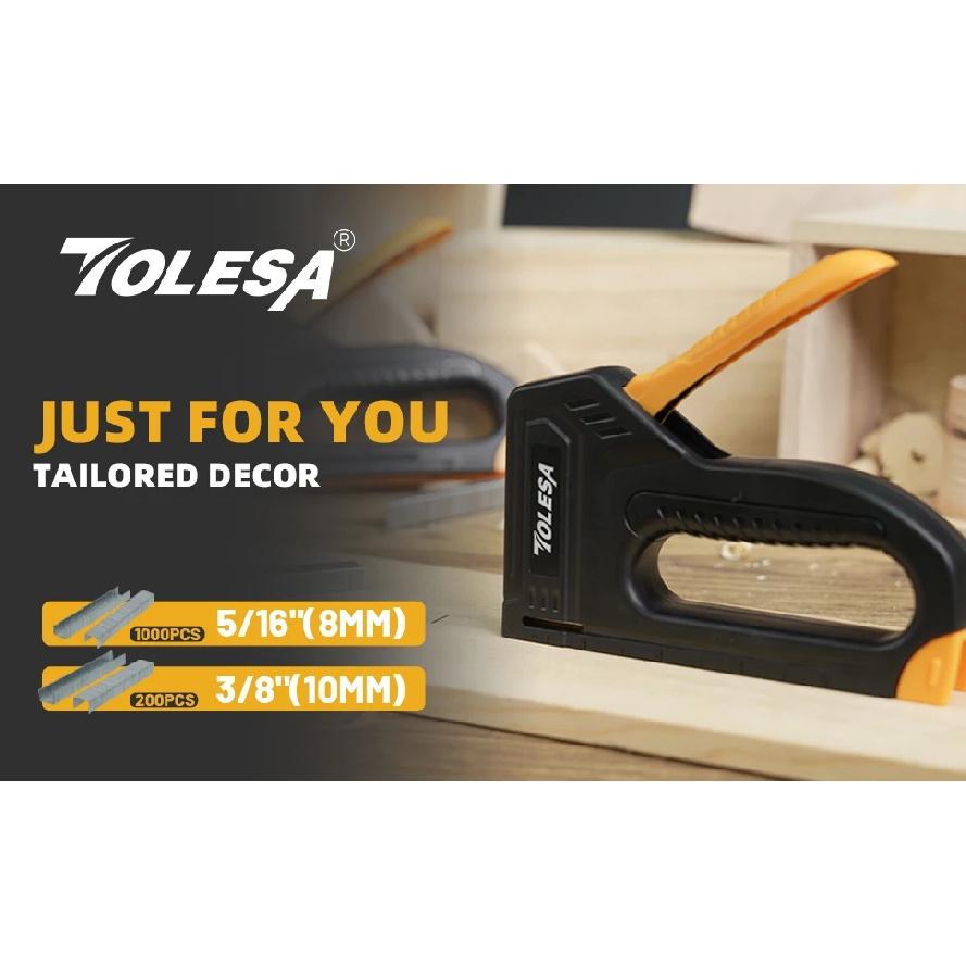 TOLESA Heavy Duty Staple Gun Kit 4 in 1 Upholstery Manual Stapler Gun with 2000 Staples for Wood Carpentry Crafts Wall DIY