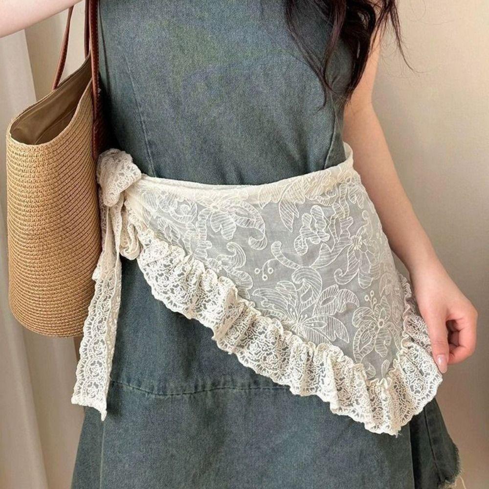 Ethnic Style Lace Headband Embroidered Embroidered Flower Scarves Retro Lace Head Scarf  Women