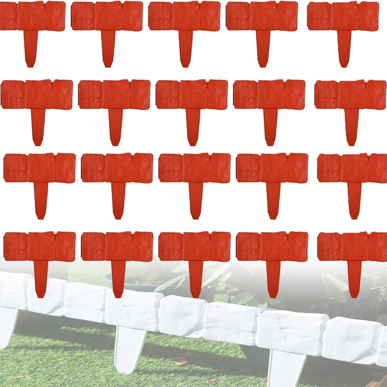 

Garden Fence Edging Border Faux Stone Form Design -Deform Garden Landscape Yard Supply for Gardens Landscaping Farms 20PC червоний