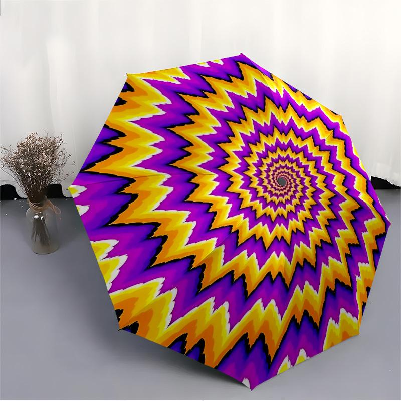 1pc Psychedelic Pattern Automatic Opening/Closing Folding Umbrella with 30 Ribs, Plastic Handle, Windproof Portable Sunshade Umbrella y250726070