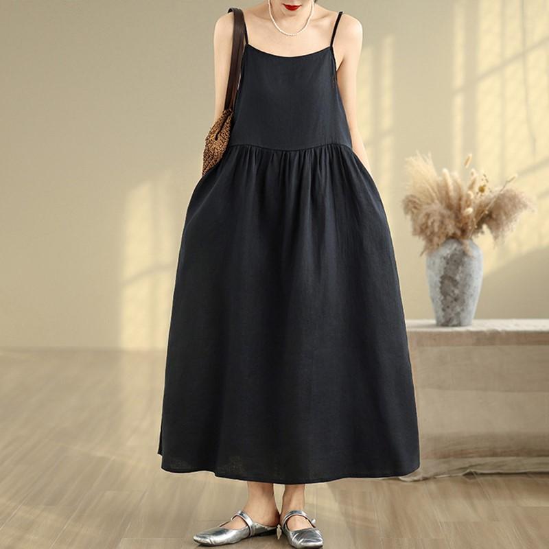 

Безрукавні сукні великих розмірів з бавовни, вінтаж, нові, для жінок, повсякденні, вільні, довгі літні сукні M чорний