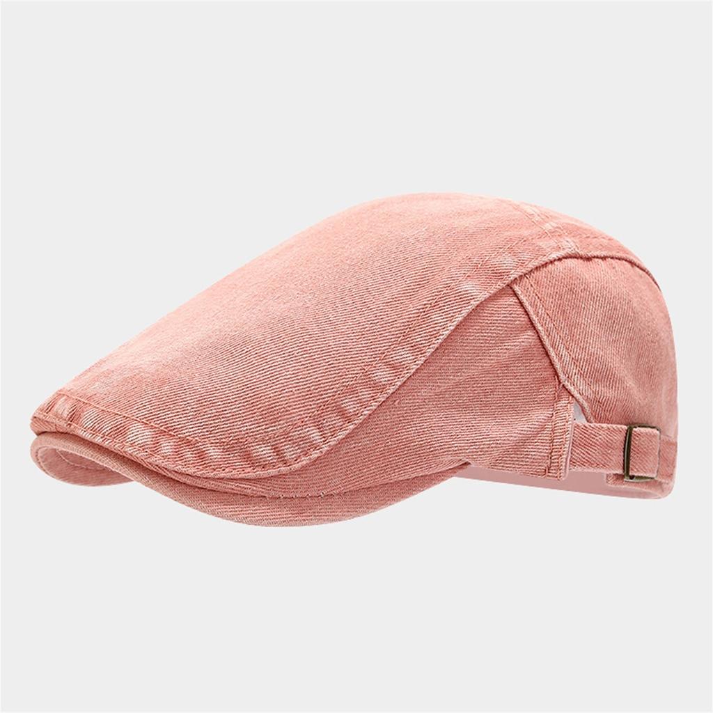 Washed Distressed Denim Work Cap Reverse Beret