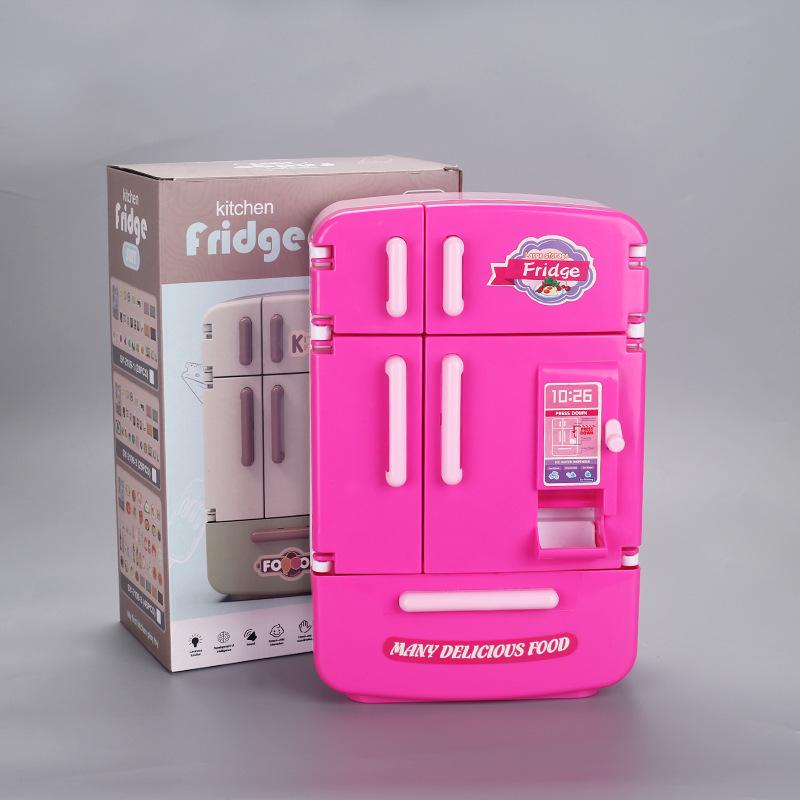 

Детская мини-кухня для ролевых игр, игрушечный холодильник с двойной дверцей и миниатюрной едой