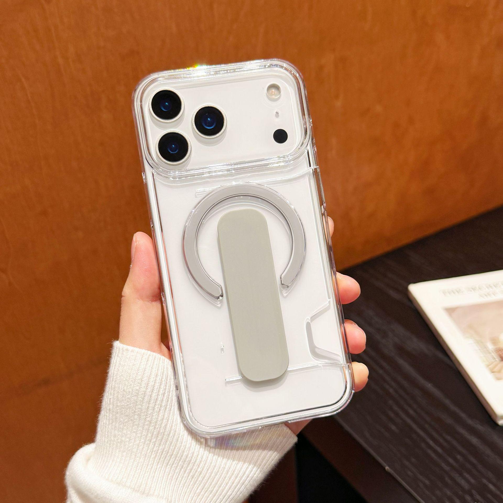 

iPhone 17 Transparent Magnetic Case with Stand and Card Slot for 16 Pro 16