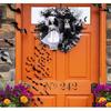 652F Halloween Plastic Wreath for Door House Decorative Wreath Door Decors Halloween Skull Couple Wreath Accessories