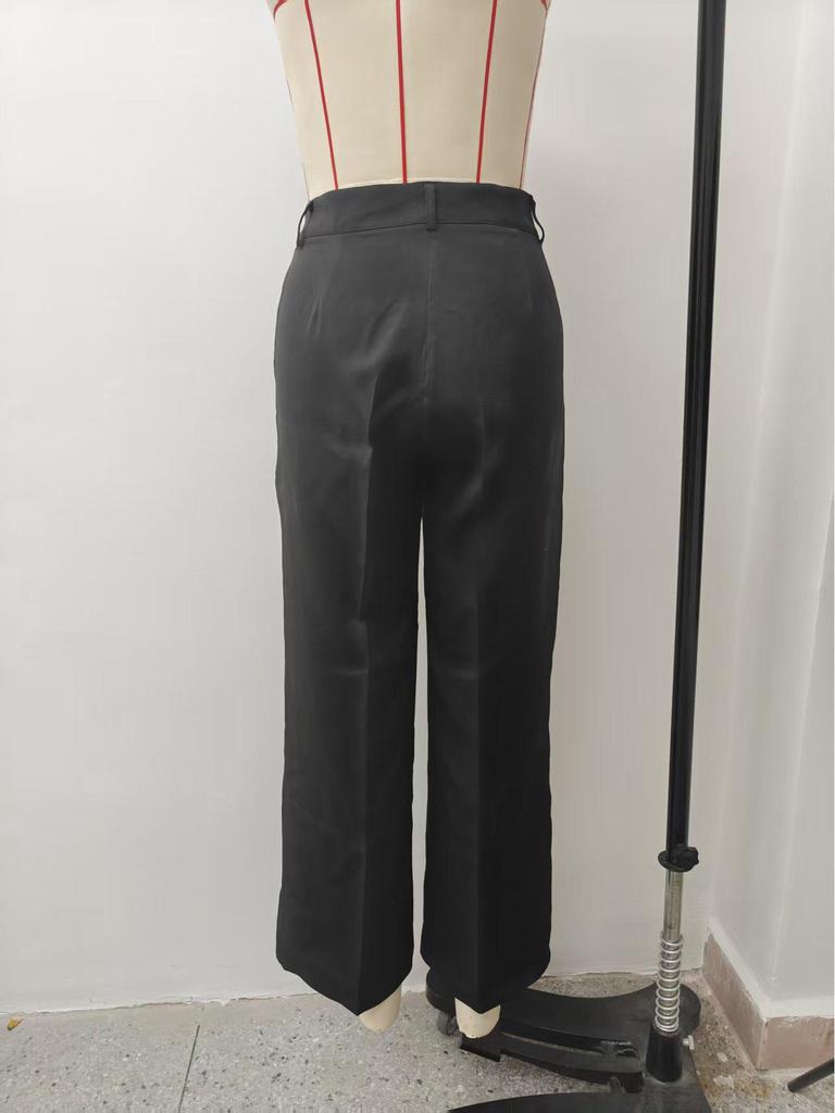 2025 Women's High-Waisted Solid Color Pleated Loose Long Pants
