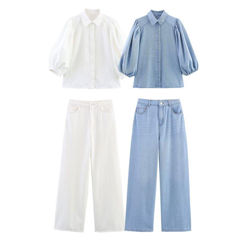 Kaslead New Women clothes Western Style Fashion Demin shirt Casual Trousers 5216053 6840055