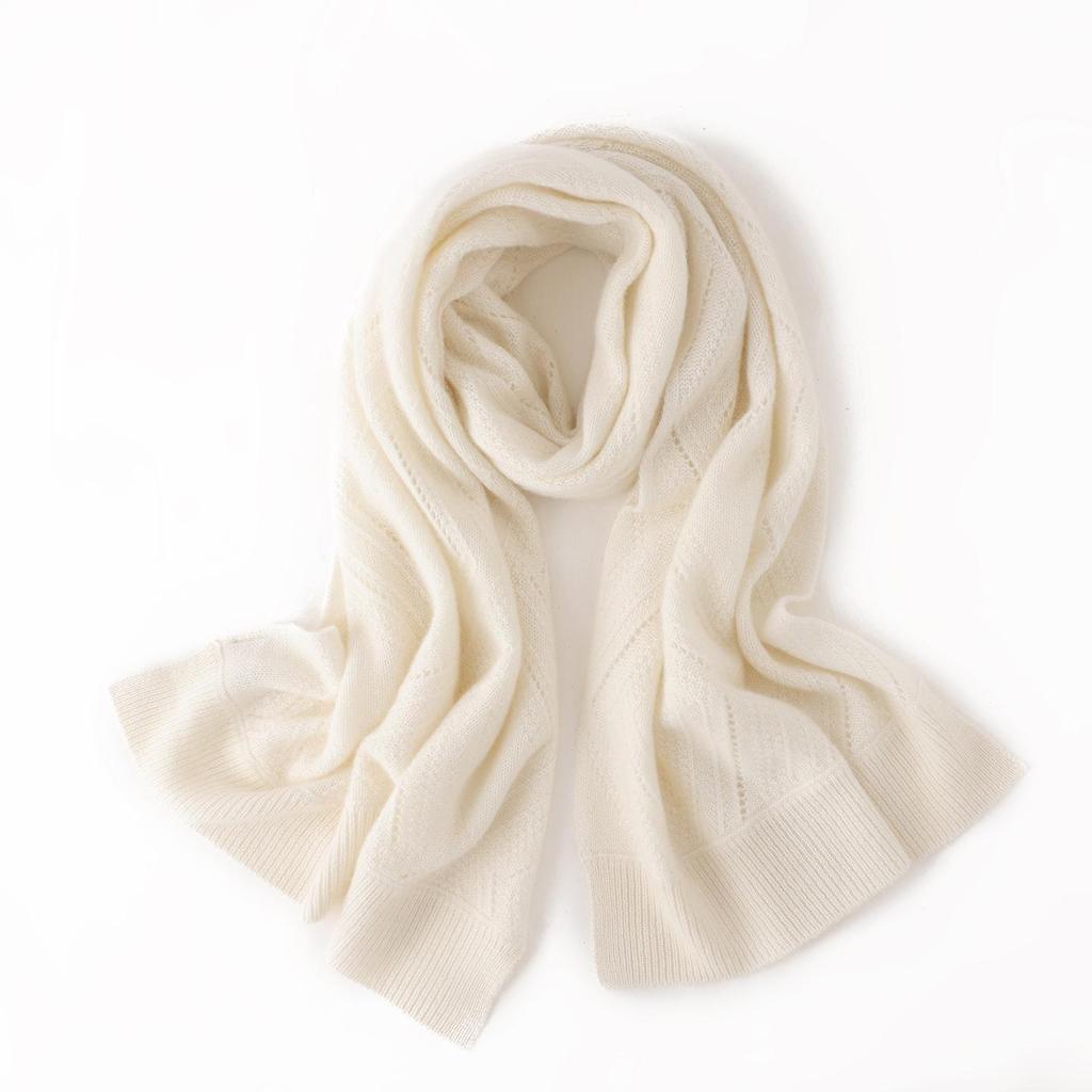 Women's 100% Pure Cashmere Hollow Knit Shawl, Versatile Solid Color Scarves, New Fashion Warm Wrap
