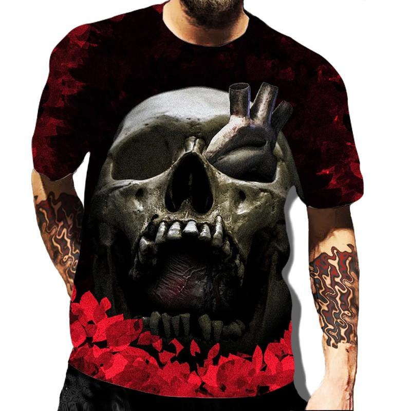 Scary Skull Men's T Shirt 3d Printing Dress Up Scary Adult Top Oversized T-shirt O Collar Casual Short Sleeve Top Men's Clothing