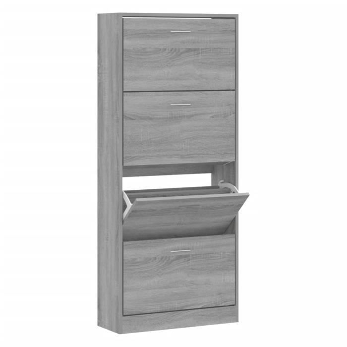 VidaXL Armoire à chaussures Sonoma gris 63x24x147 cm Bois d'ingénierie 342548