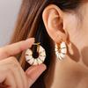 European and American amber twist resin earrings women's stainless steel retro U-shaped high-end design earrings