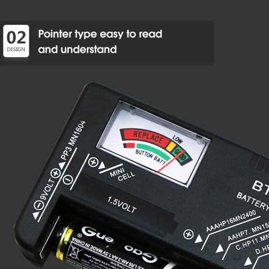 BT-168 Small Battery Tester Professional Simple Use No Battery Required High Precision Battery Checker for 1.5V 9V Button Cell Battery