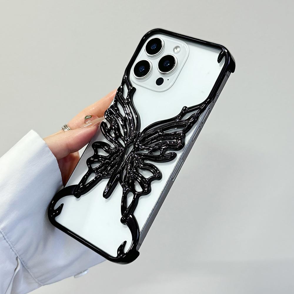 

3D Butterfly Hollow Dissipate Heat Phone Case For iPhone 17 Air 16 15 14 13 12 11 Pro Max Electroplated Hard Back Cover iPhone Air