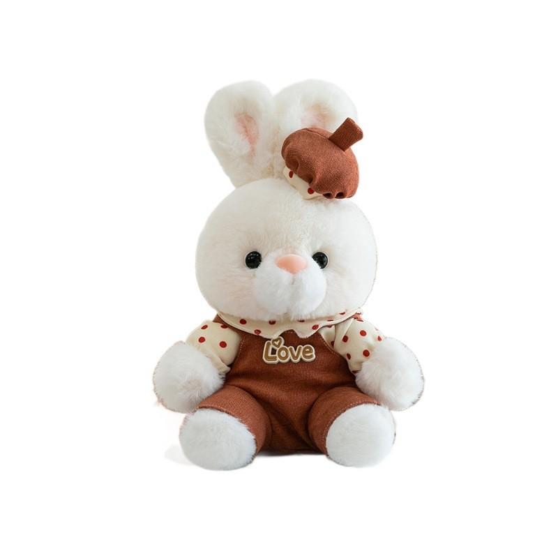 Rabbit Plush Doll With Checkered Clothes And Hat Decorations For Children And Adults