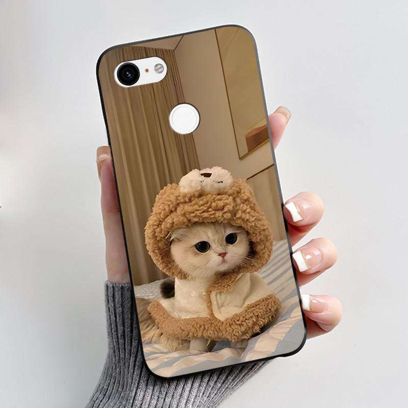 Phone Cases For Google Pixel 3 XL Case Cute Cat Cartoon Silicone Soft Black Coque for Google Pixel 3 XL Pixel3 3XL Bumper Cover