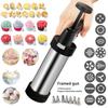 Stainless Steel Cookie Press Kit – 13 Discs & 8 Nozzles – Multi-Pattern Stamper for Baking, Biscuits & Cake Decoration