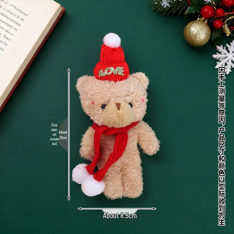 Christmas Blush Bear Plush Keyring with Scarf - Cute One-Piece Bag Charm Toy Gift