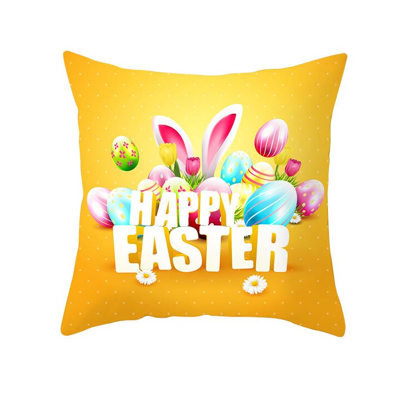 New Easter Pillowcase Square Peach Skin Printed Pillowcase Homewares