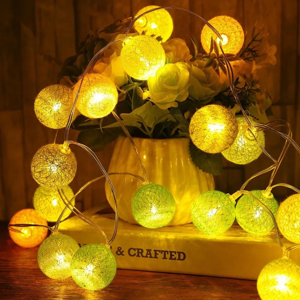 New 20 LEDs Cotton Balls Garland String Lights Christmas USB/Battery Powered Fairy Lighting Holiday Wedding Xmas Party  Decor