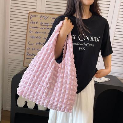 2025 Trendy Korean Cloud Puff Flower Canvas Tote Bag for Women