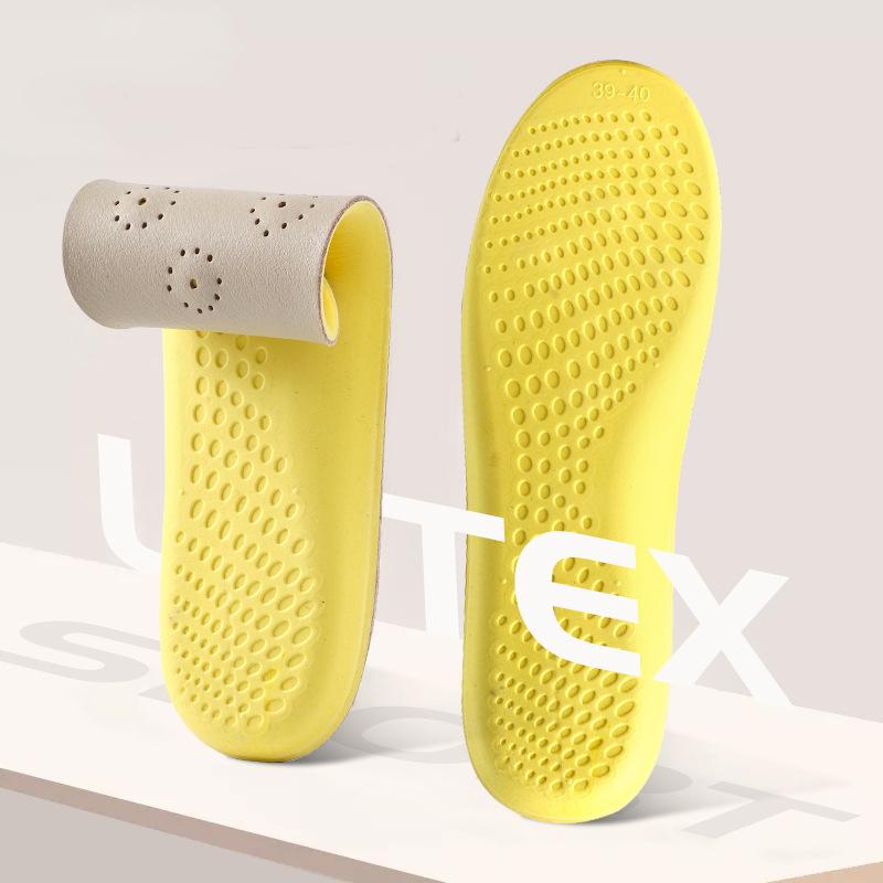 Soft Leather Latex Breathable Sports Insole with Shock-absorbing Sole Fascia Inserted Into Arch Support Insole
