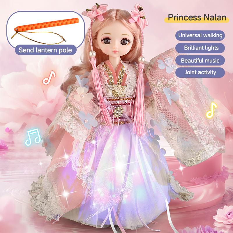 9 Inch Motorized Fashion Princess Doll With Led Lights And Music, Princess Toy Sets For Girls And Kids, Exquisite Birthday Gifts