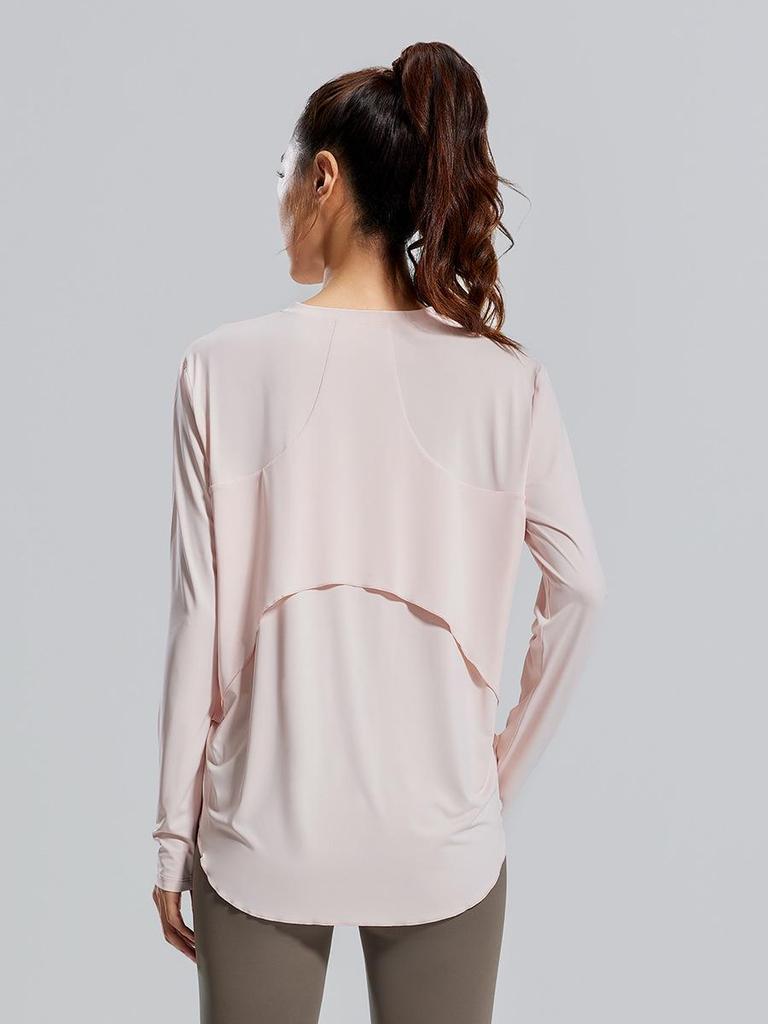 Autumn Women's Sporty Ice Silk Long Sleeve Cover-Up: Breathable, Versatile Running & Fitness Top
