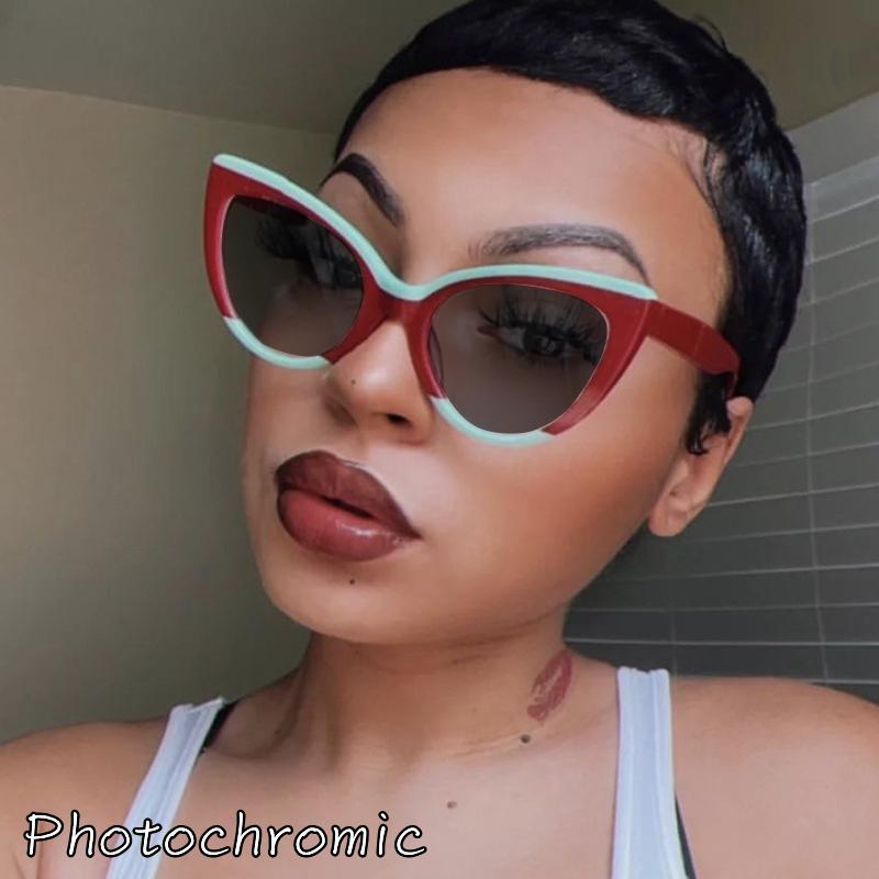 Modemarke Luxusdesign Retro Katzenauge Quadratisch Damenrahmen Photochromatisch Blaulichtfilter Weitsicht Lesebrille Grad Maßgeschneidert